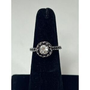 Sterling Silver Braided Halo Cz‎ Ladies Ring Size7.5
